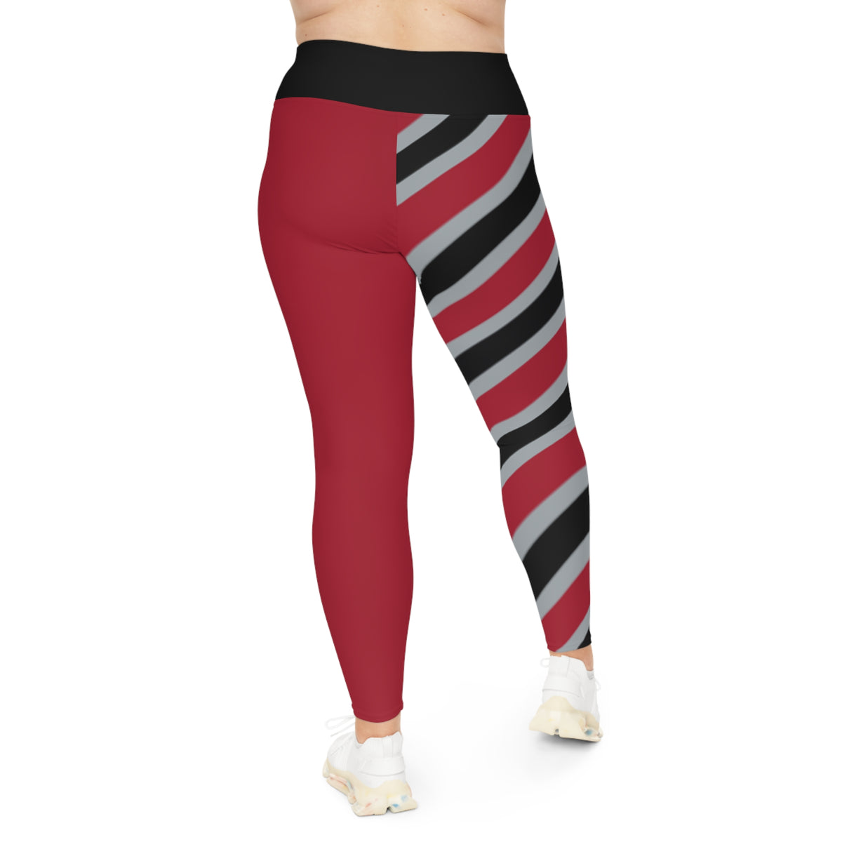 Red, grey and black striped Plus Size Leggings, Atlanta Football Themed Leggings, Women's Leggings, gift, Cute leggings, Plus size fashion