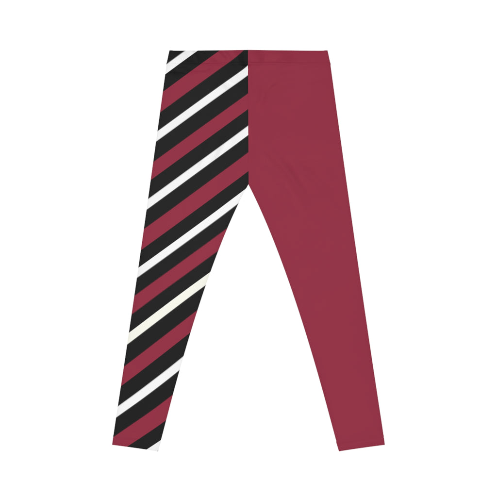 Red, Black and White Striped Women's Casual Leggings, Arizona Football Themed Leggings, Sportswear, Women's Leggings, Yoga Pants, Gift