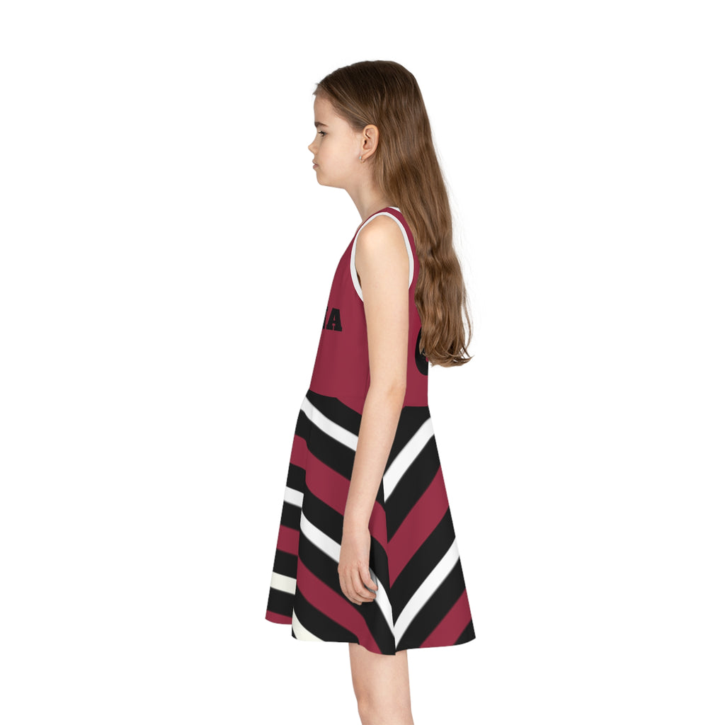 Red and Black striped girls dress, Arizona Football themed dress, Toddler dress, game day outfit, Matching Dress, Christmas gift
