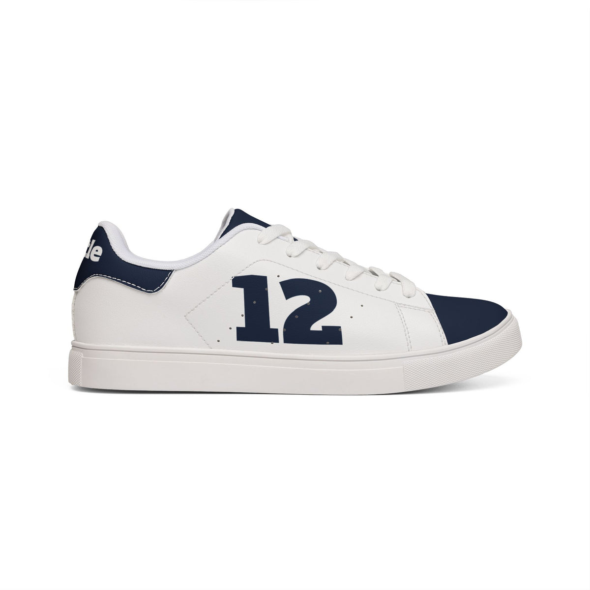 Navy Number 12 Leather Sneakers, Low-Top sneakers, Blue and white shoes, Seattle Football fan shoes, game day sneakers, unisex shoes,