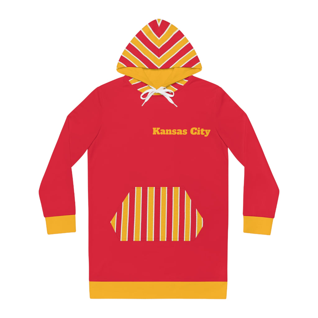 Red and Gold Women's Hoodie Dress, Kansas City Football Themed sweater dress, cute hoodie, KC Hoodie, Kansas City Hoodie, gift