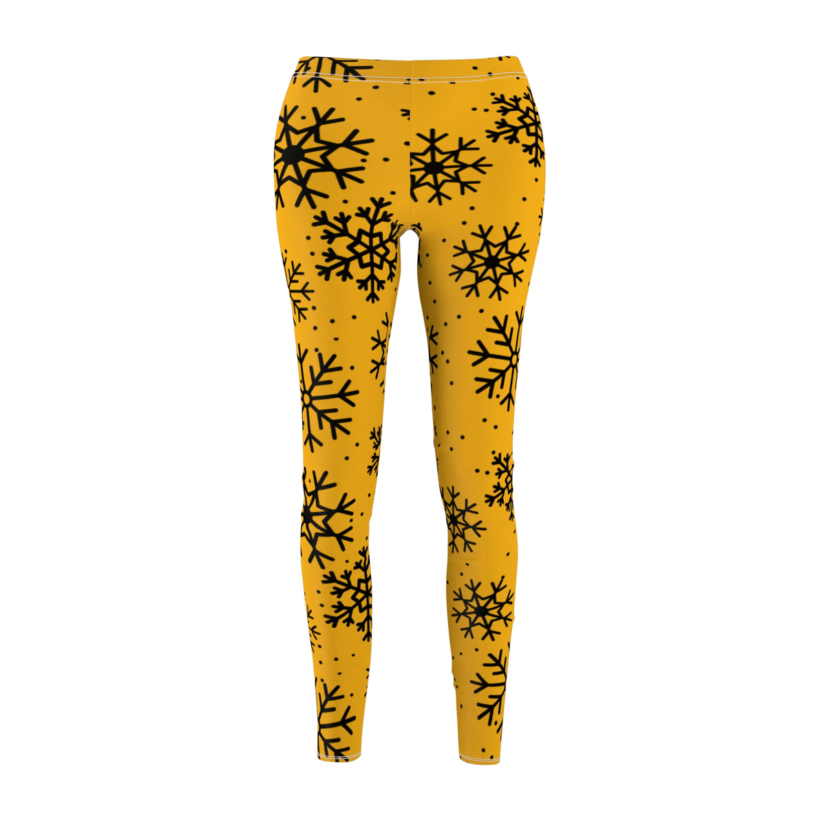 Black and Yellow Snowflake Pattern Leggings, Women's Leggings, Pittsburgh football themed leggings, festive pants, Christmas pants, gift