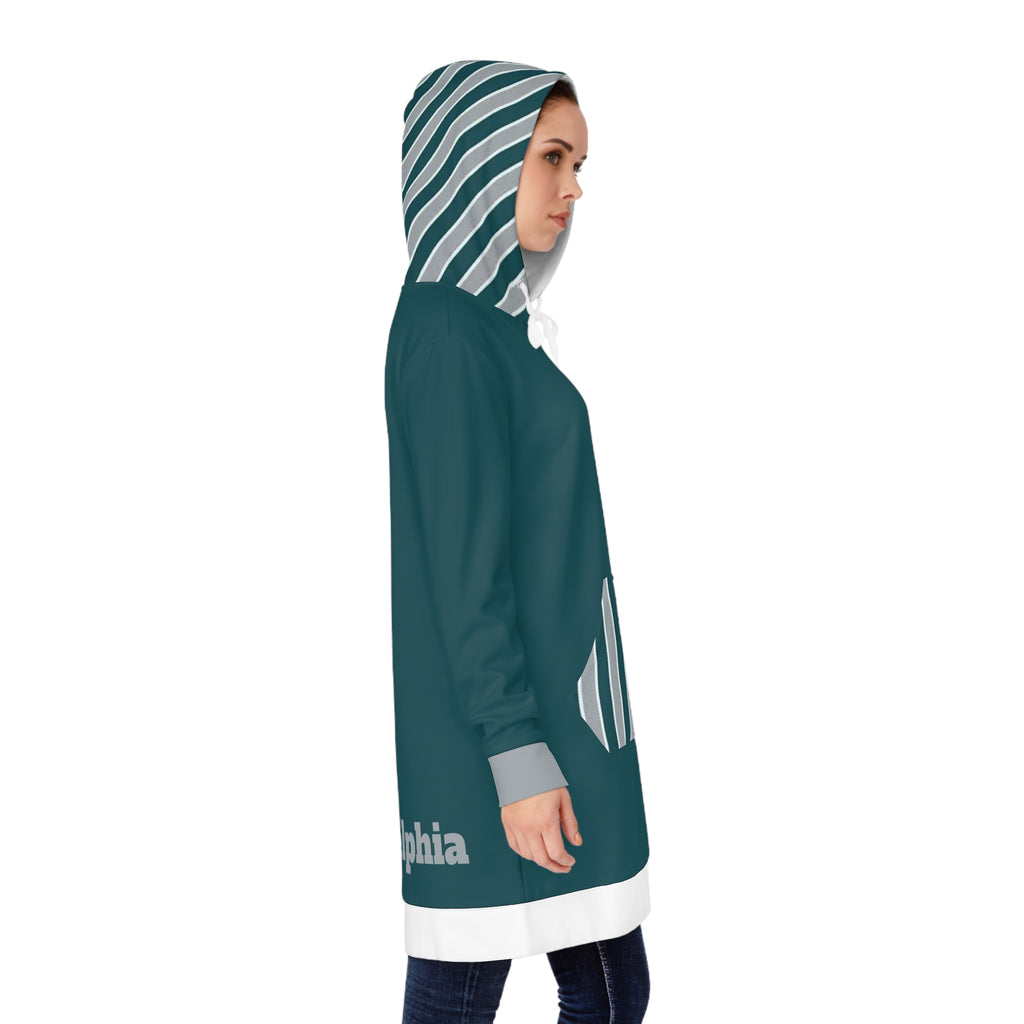 Green and Grey Women's Hoodie Dress, Philadelphia Football Themed sweater dress,  Philadelphia Women's hoodie,  cute sweater dress, gift