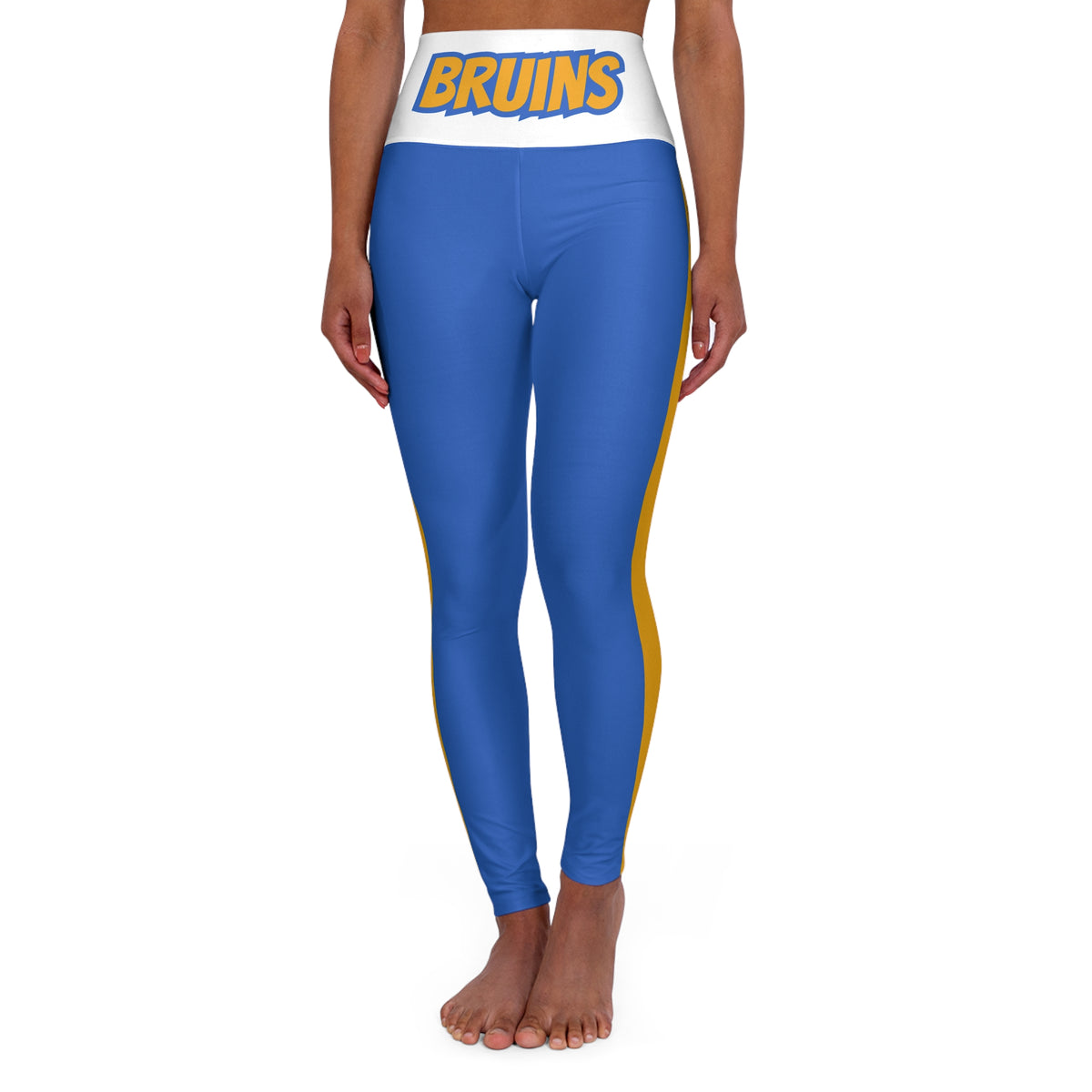 Blue and gold High Waisted Yoga Leggings, Bruins Themed leggings,  Women's leggings, cute leggings, cute yoga pants, gift, alumni gift