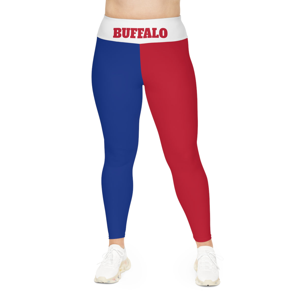 Buffalo Football Themed Plus Size Leggings, Red white and blue leggings, Plus Size, Casual Wear, Color-blocked Leggings, Gift, 4th of july