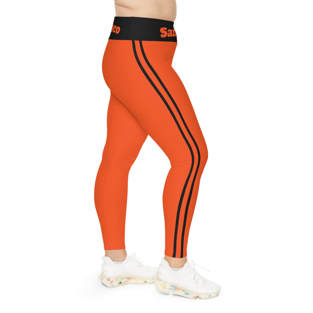 San Francisco Plus Size Leggings, Orange and black leggings, san francisco baseball themed leggings, game day, baseball fan leggings, gift