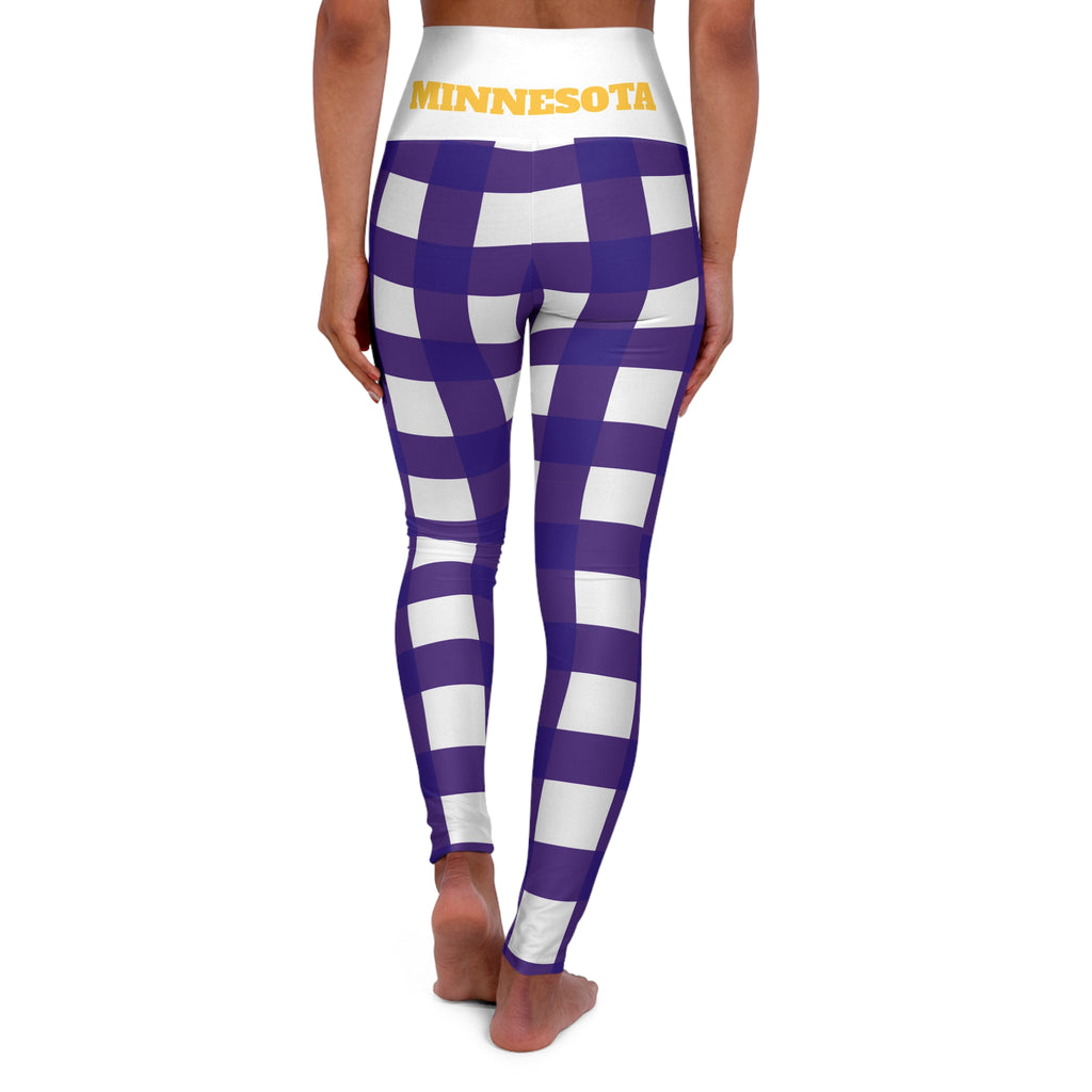 Minnesota Purple Checkered Leggings High Waisted Yoga Leggings, Women's Leggings, Minnesota football, game day pants, plaid leggings, gift