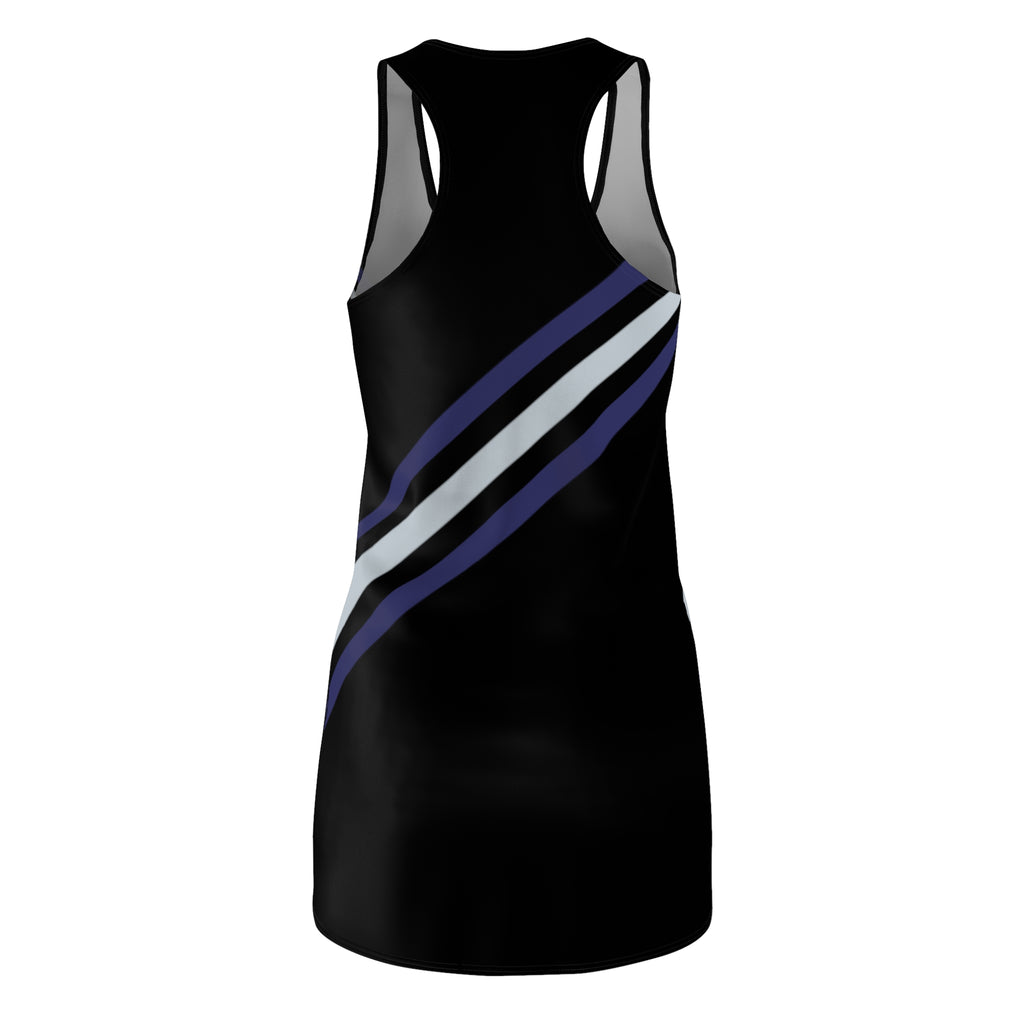 Black and purple women's racerback dress, sporty dress, Colorado baseball themed dress, baseball fan dress, cute summer dress, gift