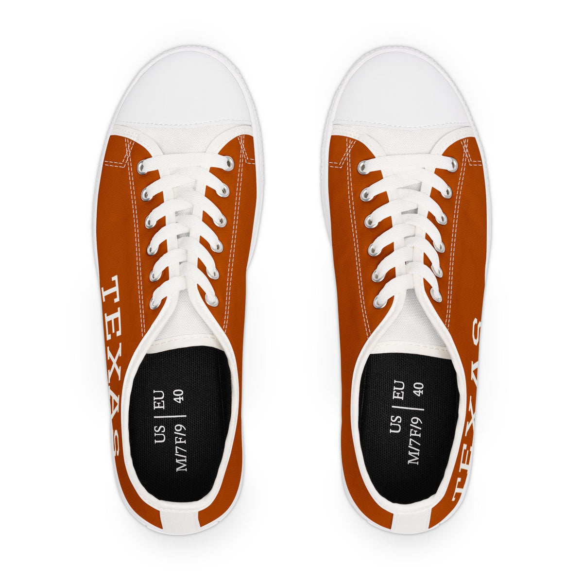 Texas Sneakers, Low Top Sneakers, Orange and White tennis shoes, Women's shoes, Football fan shoes, game day shoes, alumni gift, college fan