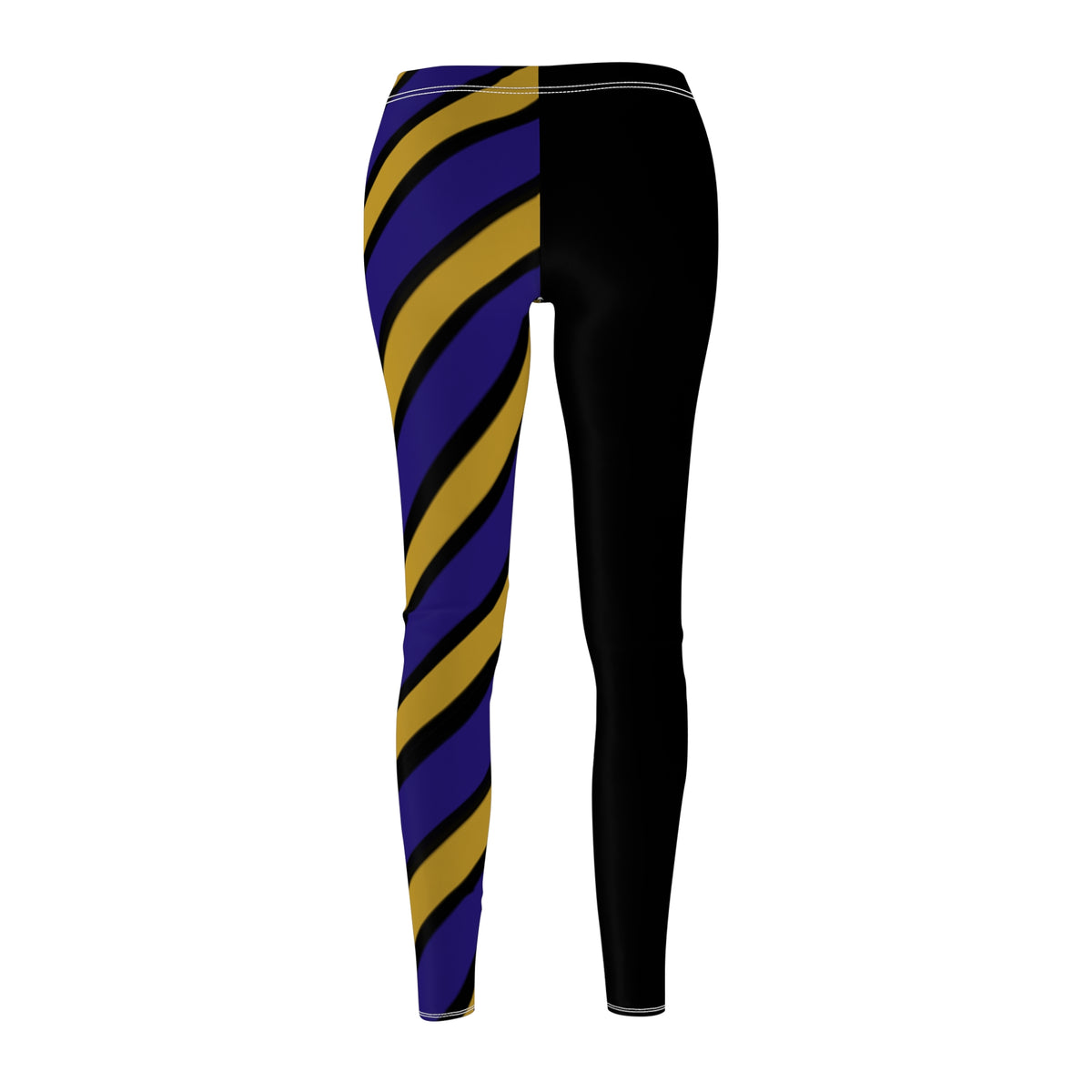 Bold Striped Women's Casual Leggings, Black and Purple leggings, Comfortable Fashion, Baltimore Football Themed Leggings, Gift for Her,
