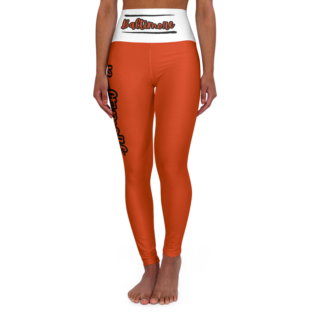 Orange and black High Waisted Yoga Leggings, Baltimore leggings, Baltimore baseball fan leggings, cute yoga pants, gift