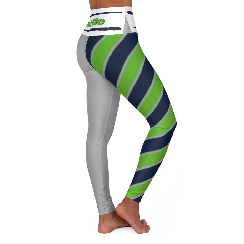Seattle Football Themed High Waisted Yoga Leggings