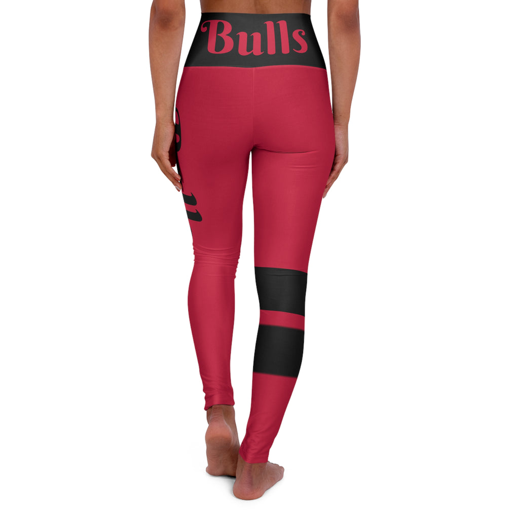 Red and Black High Waisted Yoga Leggings, Bulls Leggings, Basketball, Sports leggings, Women's Leggings,  cute yoga pants