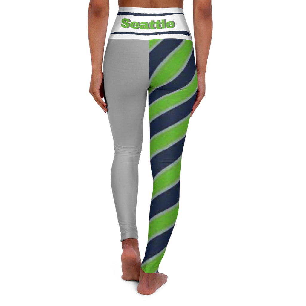 Seattle Football Themed High Waisted Yoga Leggings