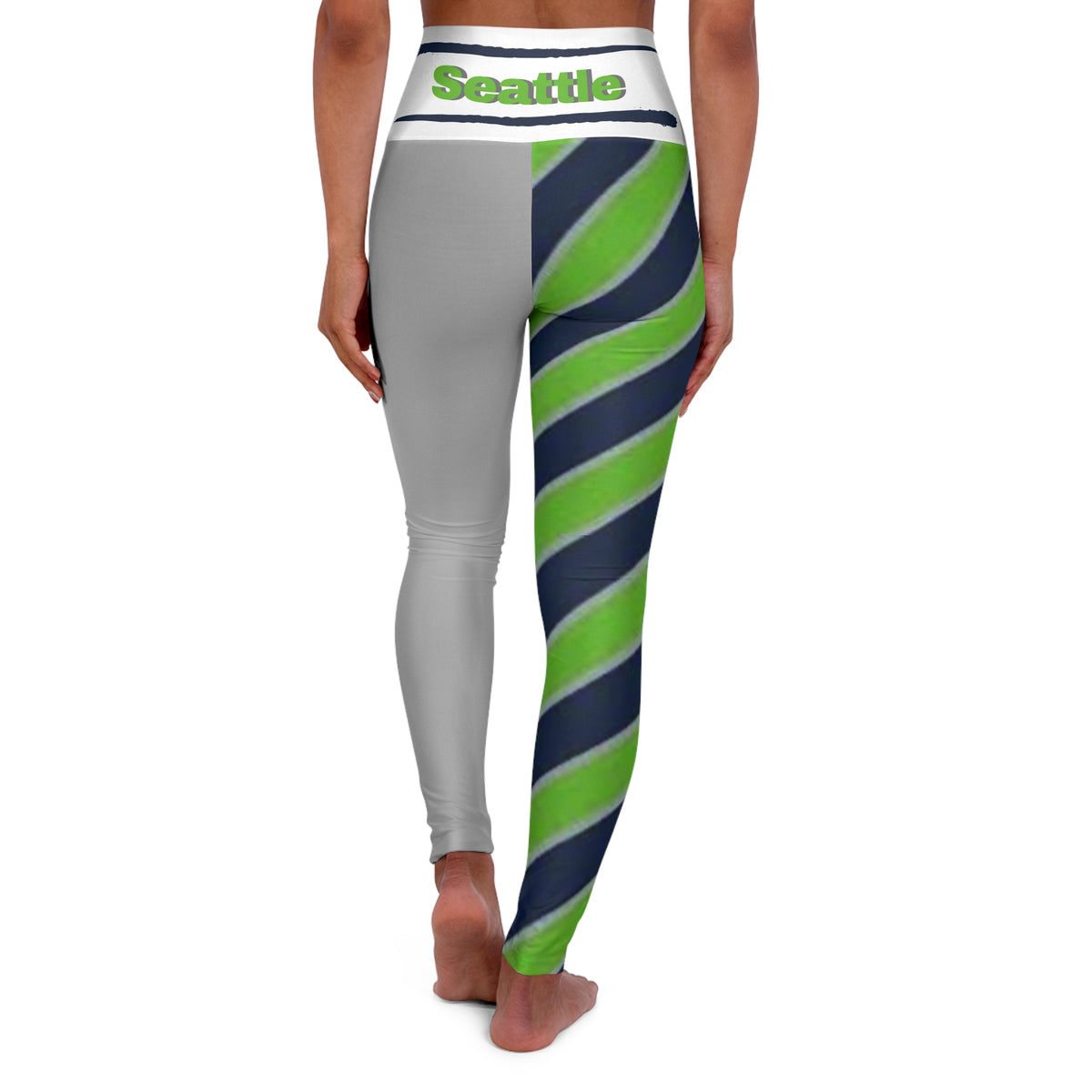 Seattle Football Themed High Waisted Yoga Leggings