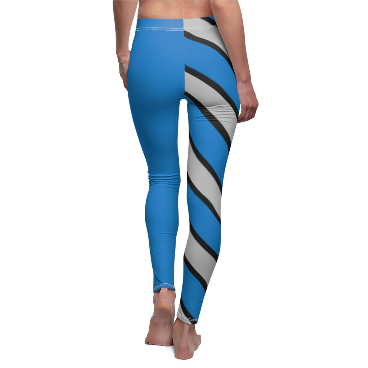 Blue and Grey Striped Leggings, Carolina Football Themed pants, Football fan gift, Game day leggings, Christmas gift
