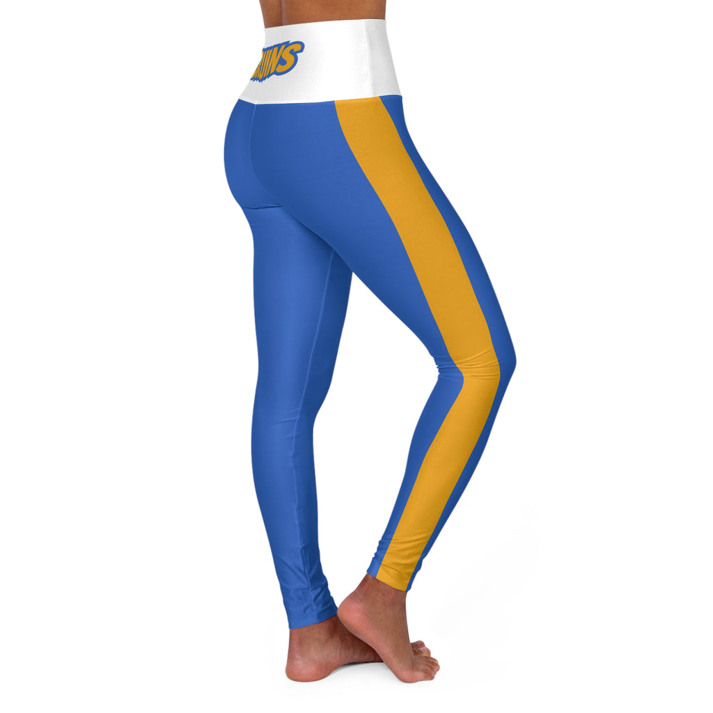 Blue and gold High Waisted Yoga Leggings, Bruins Themed leggings,  Women's leggings, cute leggings, cute yoga pants, gift, alumni gift