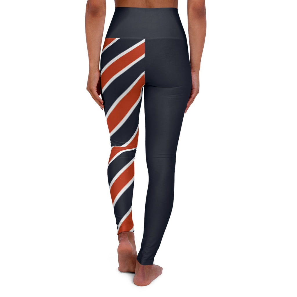 Blue and Orange striped leggings, cute yoga pants, sports fan leggings, Chicago Football Themed Leggings, Gift for Her, Christmas Gift