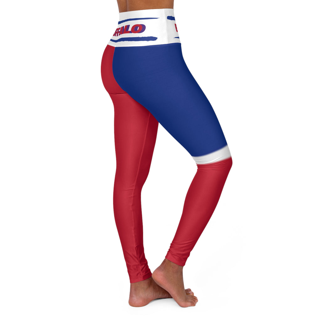 Buffalo Football Themed High Waisted Yoga Leggings, Bills Leggings,  Women's Leggings, Cute Buffalo bills Leggings, gift, yoga pants