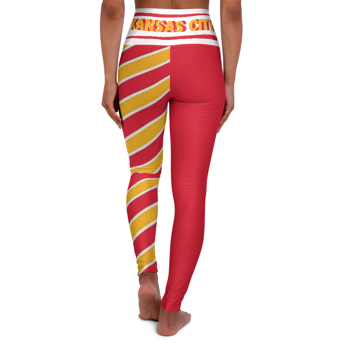 Kansas City Football Themed High Waisted Yoga Leggings