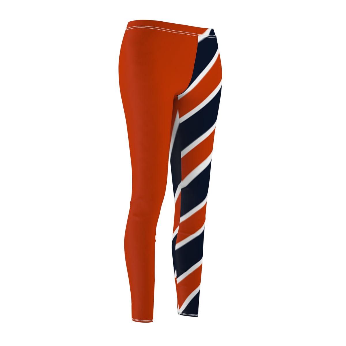 Orange and Blue Women's Casual Leggings with Stripes, Chicago Football Themed Leggings, Cute yoga pants, Perfect for gameday, Gift for Her