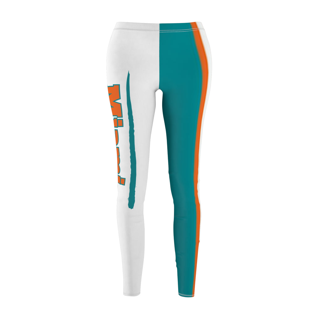 Miami Football Themed Leggings,  Women's Leggings,  Cute Dolphins Leggings, Dolphins Football Leggings, Yoga Pants, Gift