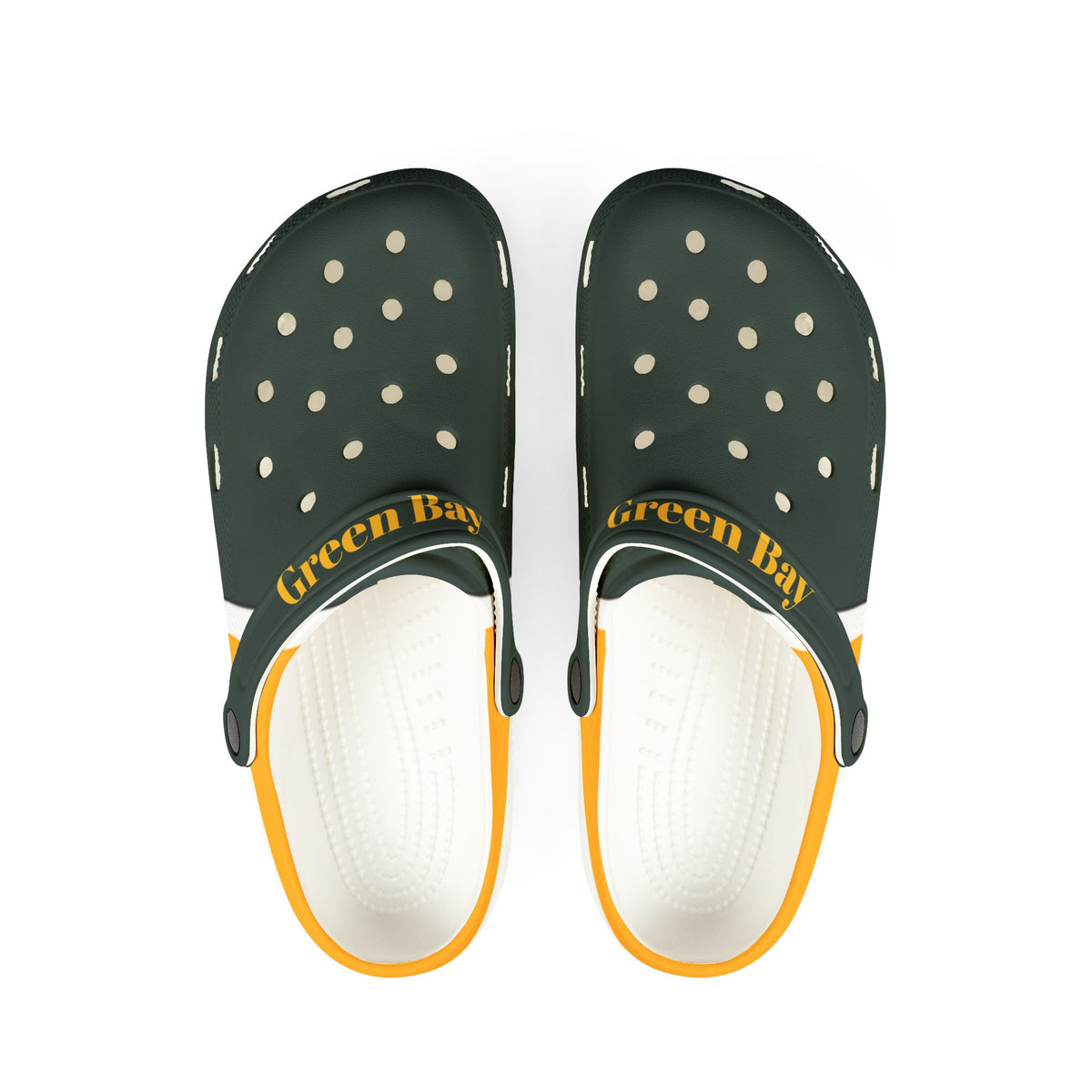 Green Bay Football Themed EVA Foam Rubber Shoes, Packers shoes, unisex football fan shoes, Cute Green Bay Sandals