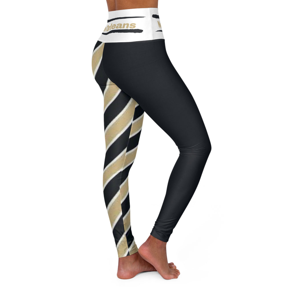 New Orleans Football Themed High Waisted Yoga Leggings