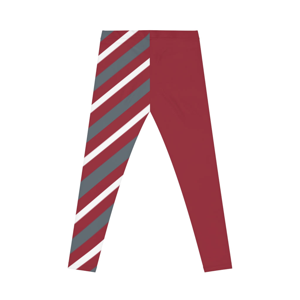 Crimson and Grey Striped Leggings for Women, WSU Themed Leggings, Cougars themed Leggings, School spirit, Cute yoga pants, gift