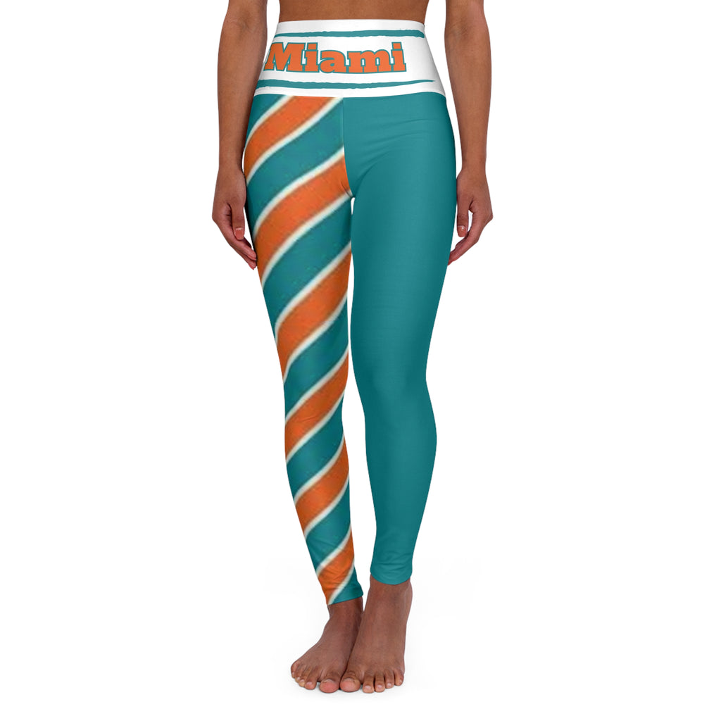 Miami Football Themed High Waisted Yoga Leggings