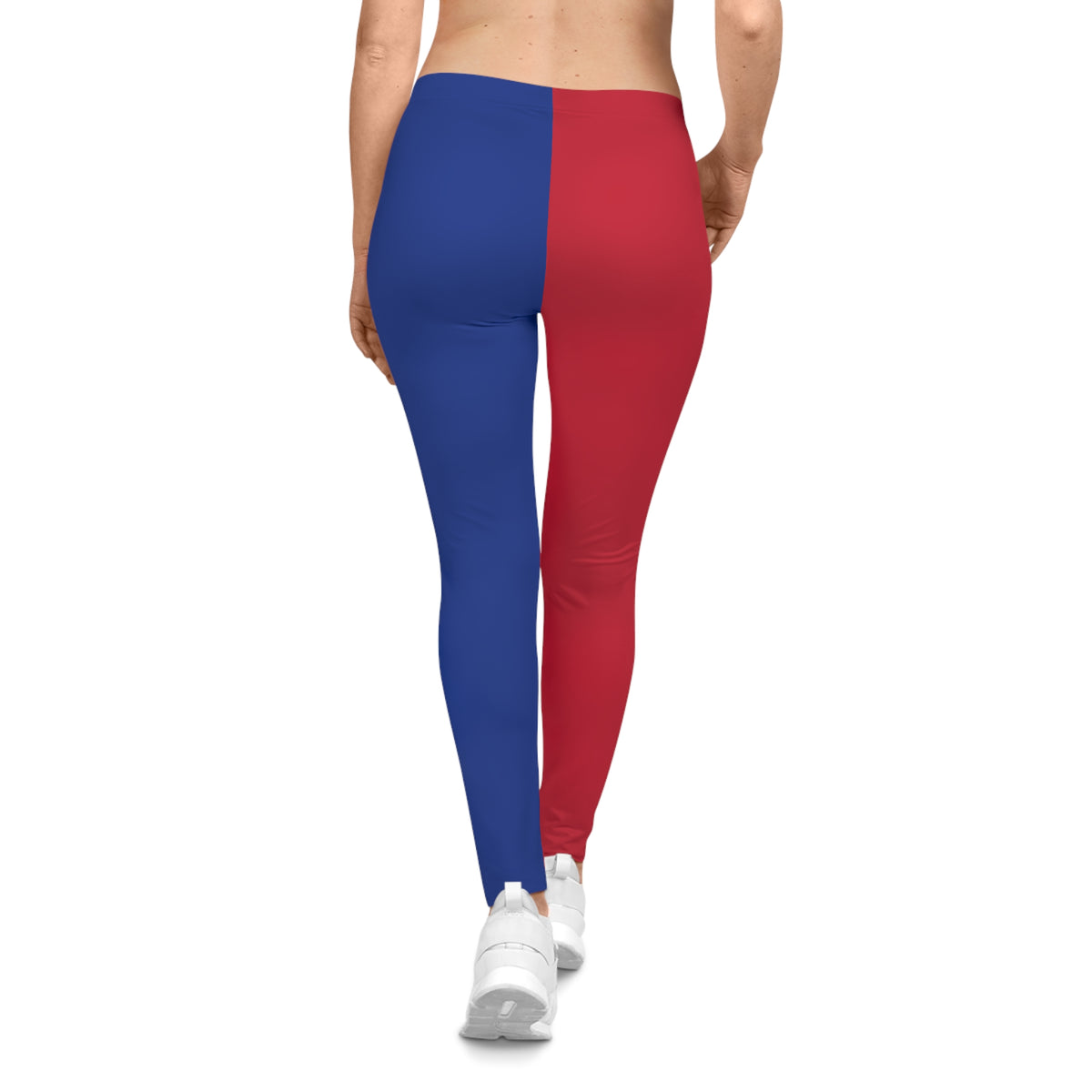 Red and blue Color Block Leggings, buffalo football themed leggings, Casual Yoga Pants, 4th of july leggings, patriotic, women's leggings