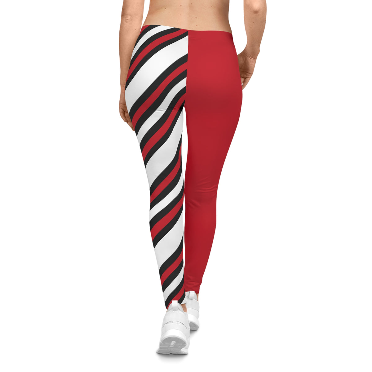 Red, black and white Striped Women's Leggings, Cincinnati baseball themed leggings, cute yoga pants, Holiday leggings, gift, casual, yoga