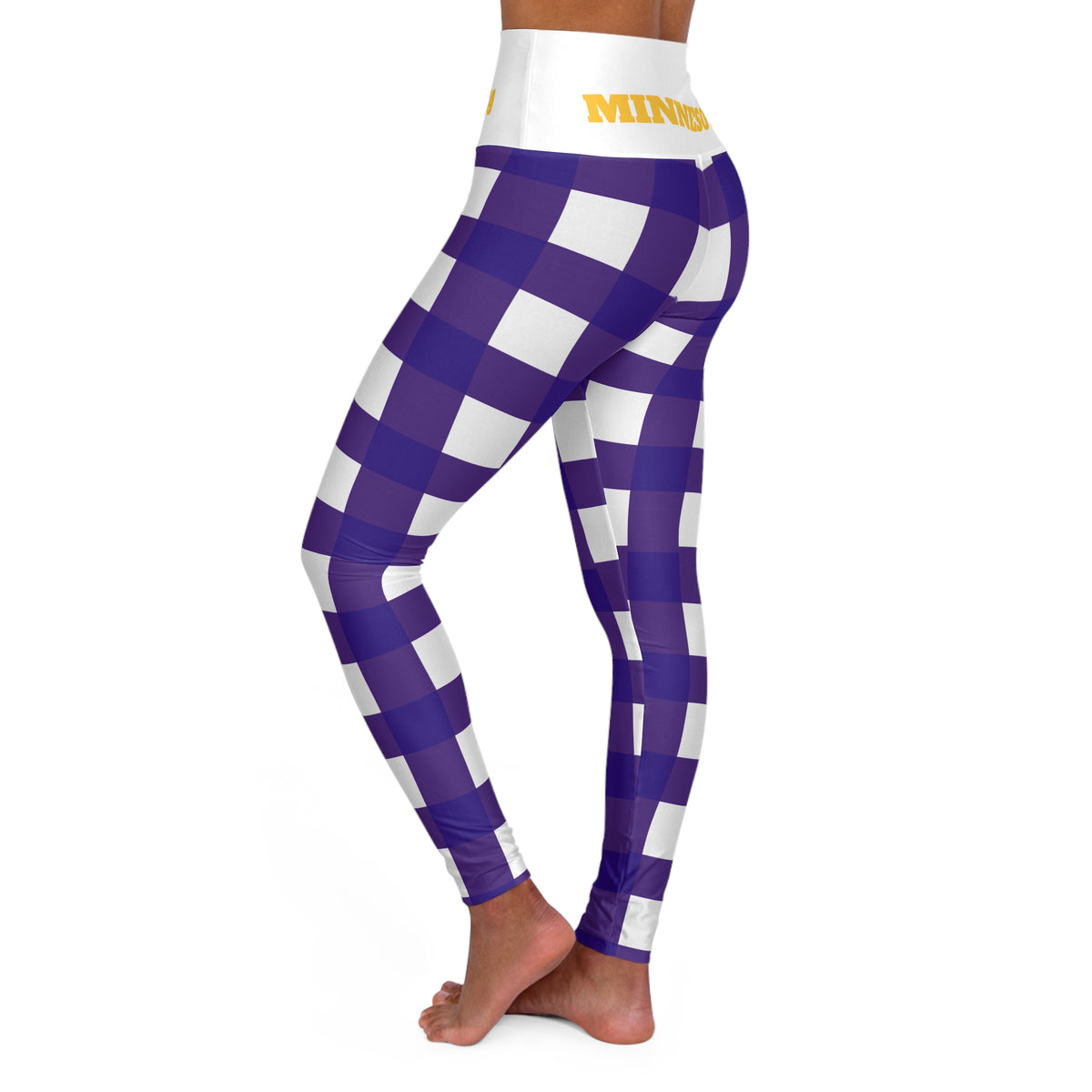 Minnesota Purple Checkered Leggings High Waisted Yoga Leggings, Women's Leggings, Minnesota football, game day pants, plaid leggings, gift