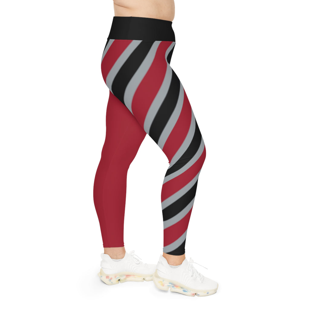 Red, grey and black striped Plus Size Leggings, Atlanta Football Themed Leggings, Women's Leggings, gift, Cute leggings, Plus size fashion