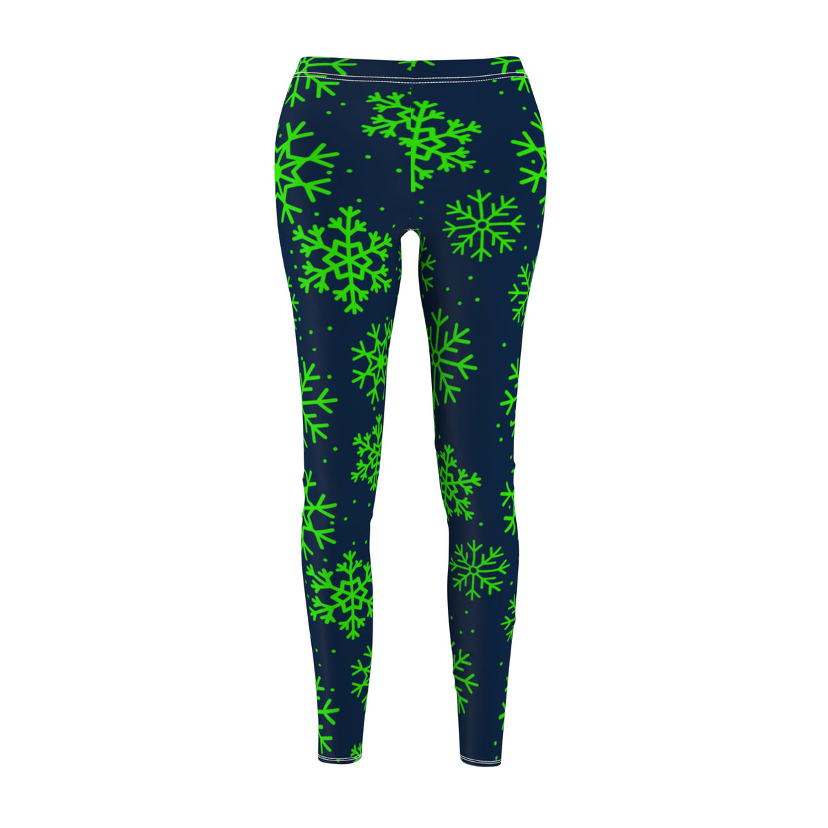 Blue and Green Snowflakes Leggings, Women's Christmas Leggings, Seattle football themed pants, Winter yoga pants, Holiday leggings, Gift