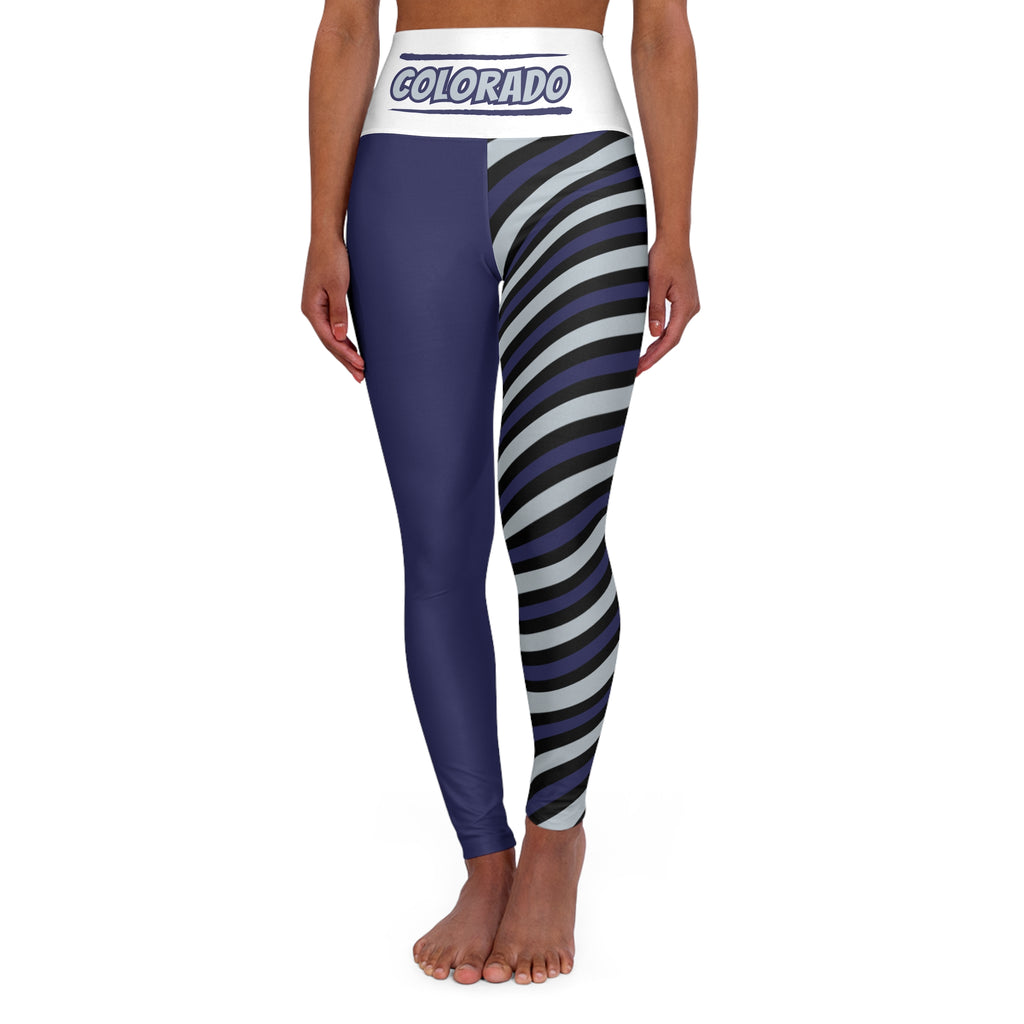 Purple High Waisted Yoga Leggings, Colorado baseball themed leggings, cute women's leggings, cute yoga pants, gift baseball fan pants