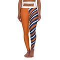 Orange and blue High Waisted Yoga Leggings, Women's Leggings,  Houston baseball themed leggings, cute yoga pants, baseball fan pants, gift