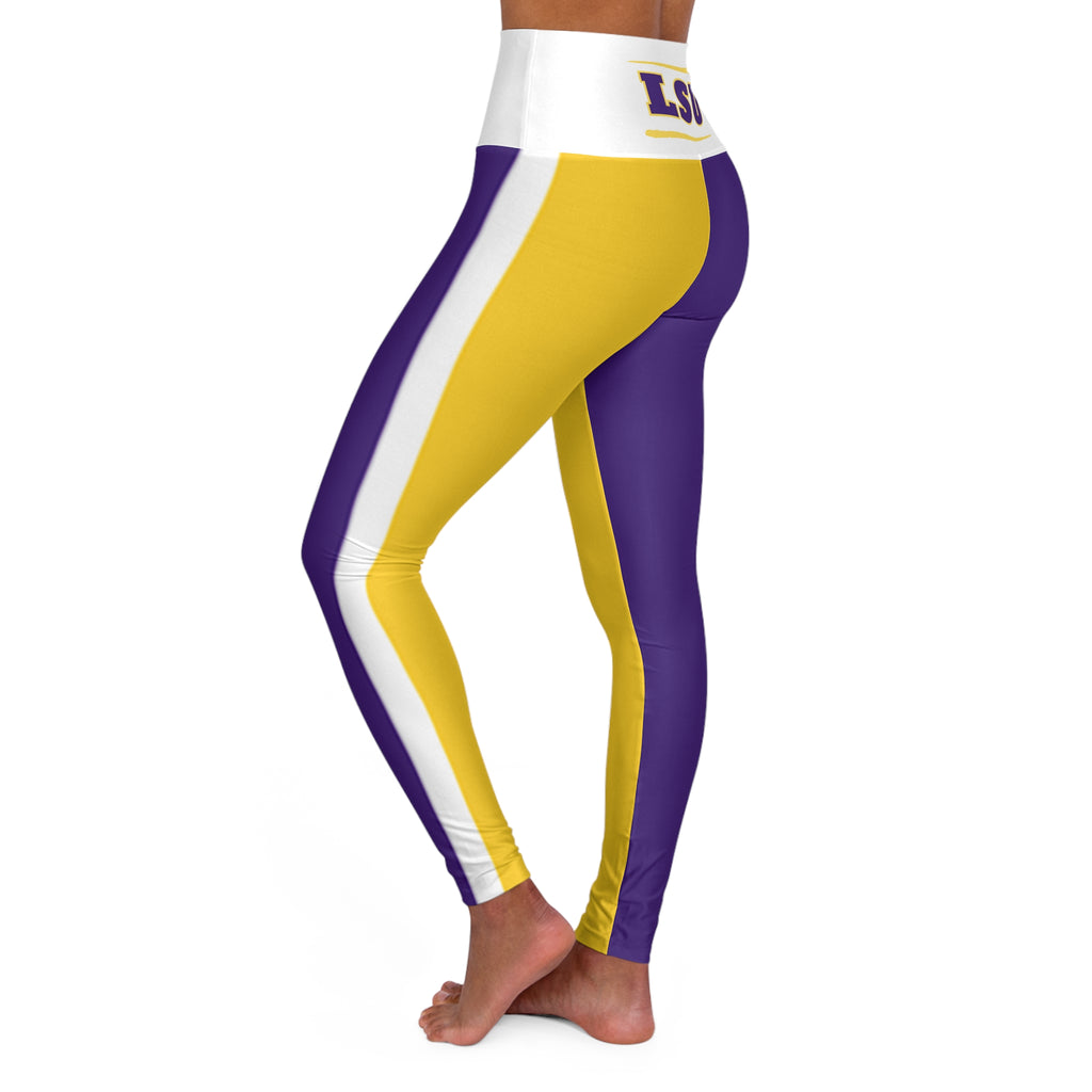 Louisiana Football themed High Waisted Yoga Leggings, Louisiana Leggings, Women's Leggings, Cute Yoga Pants,  gift,  tigers football, alumni