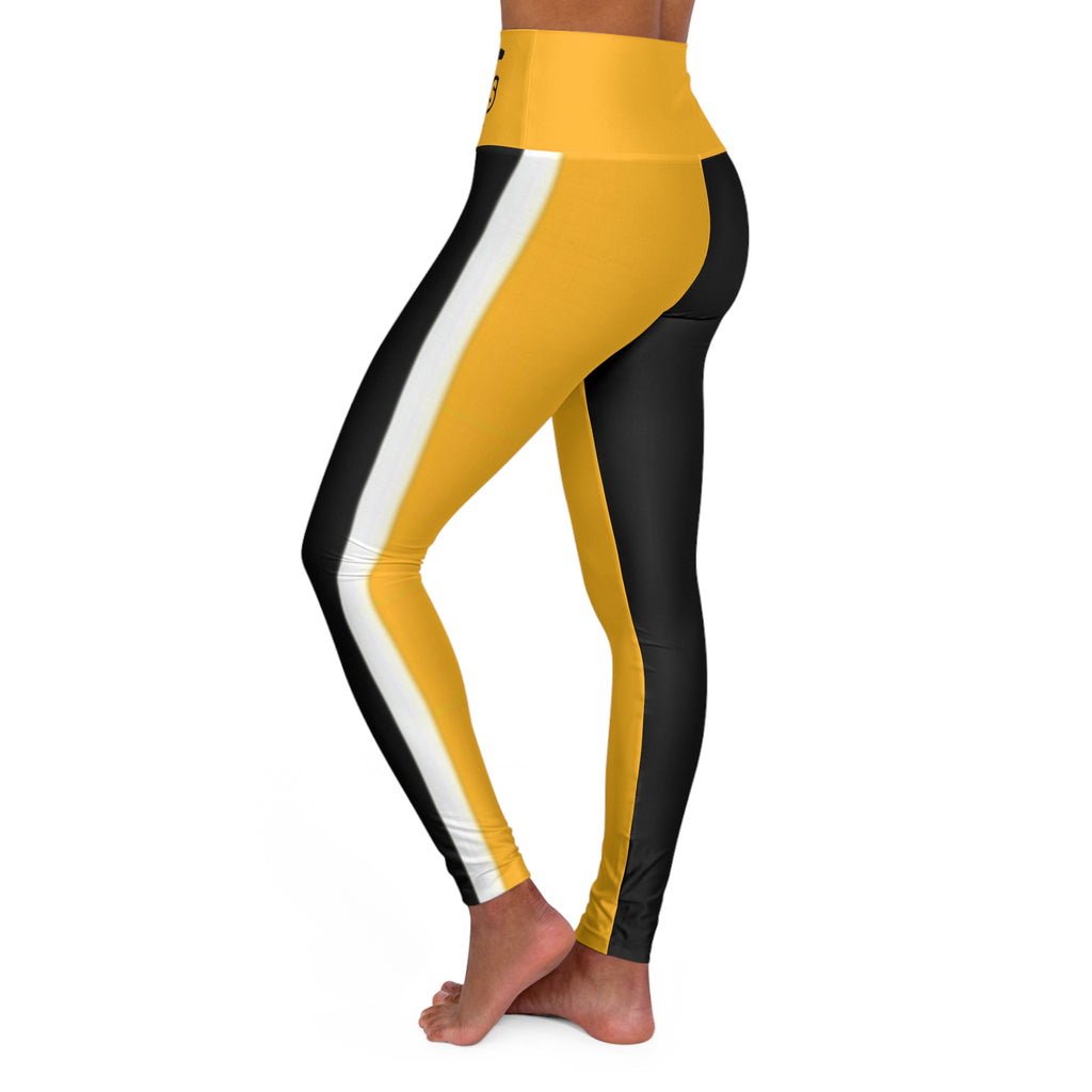 Boston Hockey Themed High Waisted Yoga Leggings, Women's Leggings, Cute Yoga Pants, Bruins Hockey Themed Leggings, Gift