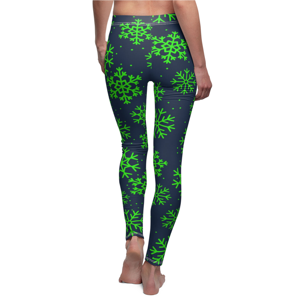 Blue and Green Snowflakes Leggings, Women's Christmas Leggings, Seattle football themed pants, Winter yoga pants, Holiday leggings, Gift