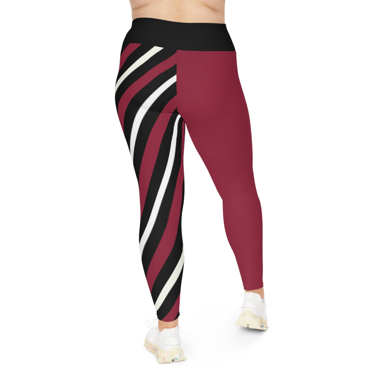 Stylish Plus Size Leggings with Red, Black and White Stripes, Arizona Football Themed Leggings, Plus Size Apparel, Cute Leggings, Gift