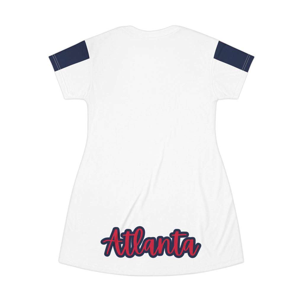 Red, White and blue T-Shirt Dress, ATL baseball dress, Atlanta fan dress, Cute t-shirt dress, dress for baseball game, gift