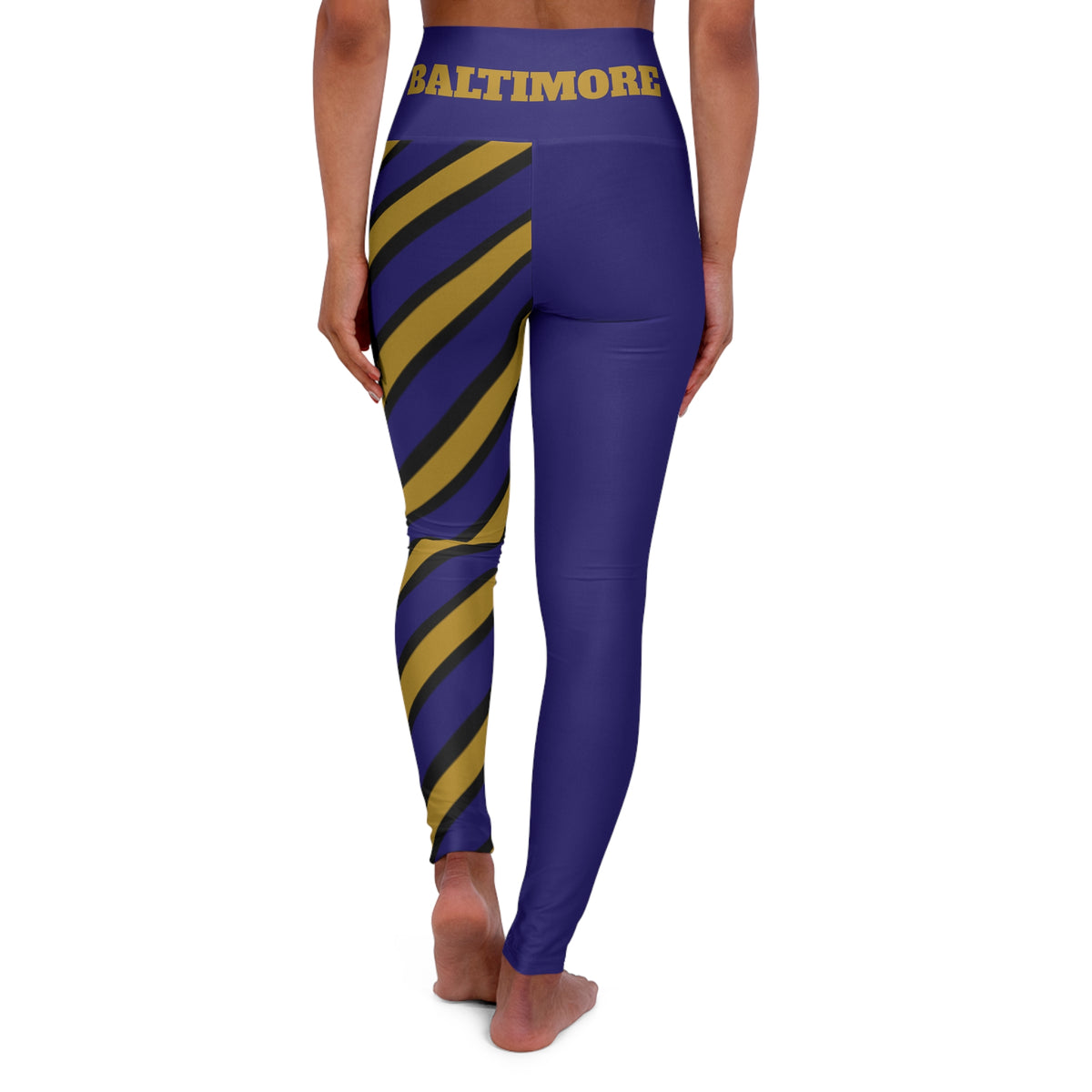 Purple and Gold High Waisted Yoga Leggings, Sporty yoga pants, Baltimore Themed Leggings, game day pants, gift for her, football fan