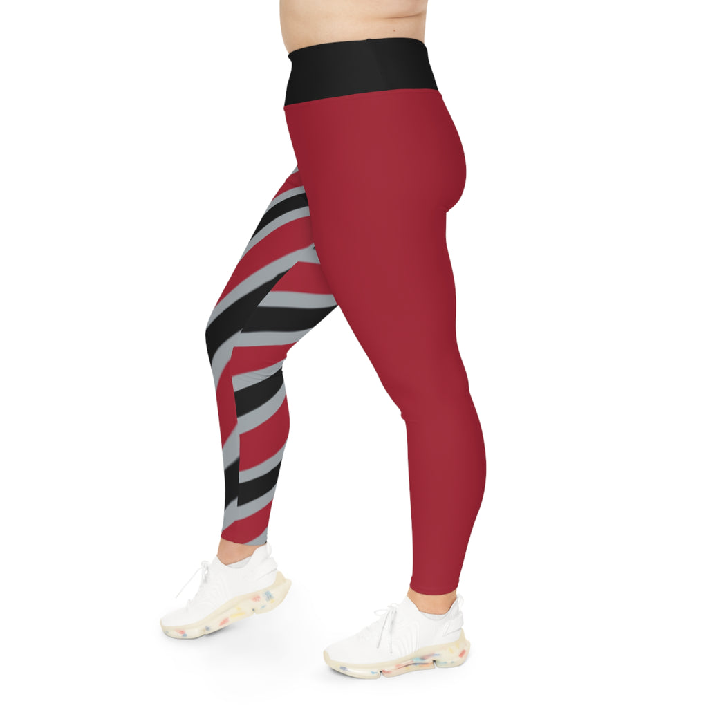 Red, grey and black striped Plus Size Leggings, Atlanta Football Themed Leggings, Women's Leggings, gift, Cute leggings, Plus size fashion