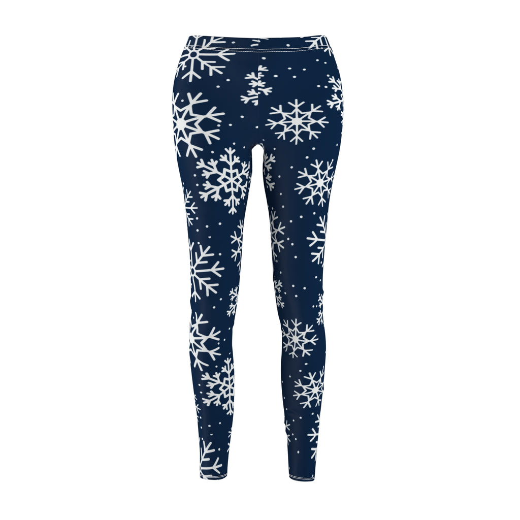 Blue and White Snowflakes Leggings, Winter Snowflake Pattern Leggings, Dallas football themed leggings, Women's yoga pants, game day pants