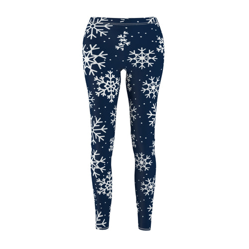Blue and White Snowflakes Leggings, Winter Snowflake Pattern Leggings, Dallas football themed leggings, Women's yoga pants, game day pants