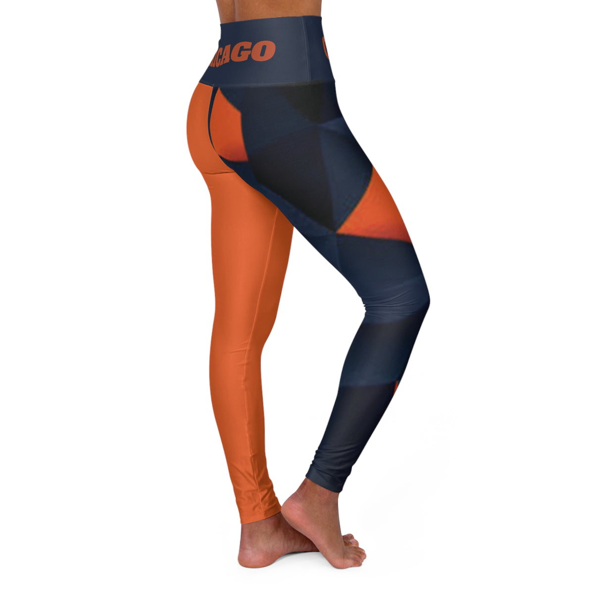 Chicago Football Themed High Waisted Leggings, Chicago Football Leggings, Women's Leggings, Game day pants, Chicago Fan Leggings, gift