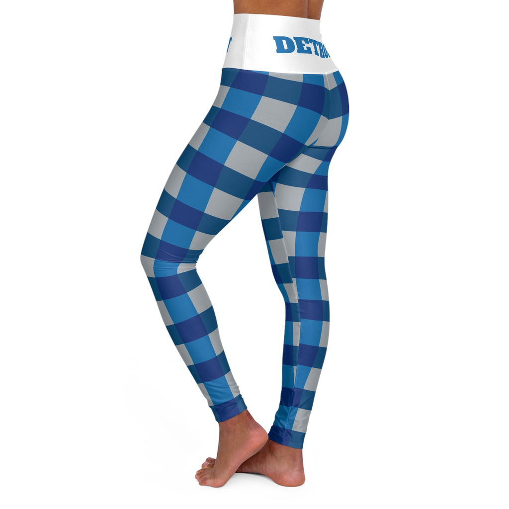 Blue, Grey, and White leggings, Detroit Football Themed Leggings, Football fan leggings, Detroit Fan gear, Women's Leggings, Gift