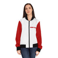 Red and White Women's Bomber Jacket, Game Day Jacket, Ohio State Themed, College Sports Fashion, Tailgating Outfit, Gift
