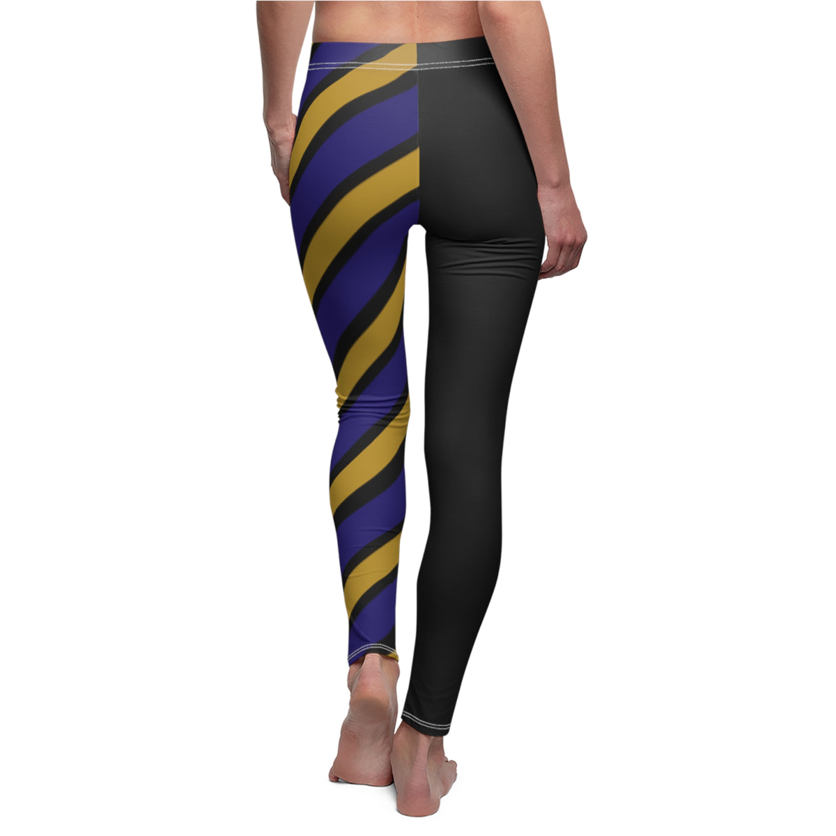 Bold Striped Women's Casual Leggings, Black and Purple leggings, Comfortable Fashion, Baltimore Football Themed Leggings, Gift for Her,